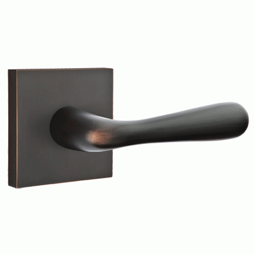 EMTEK Solid Brass Basel Lever With Square Rosette (Several Finish Options)