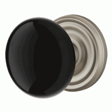 EMTEK Black Porcelain Ebony Door Knob Set With Regular Rosette