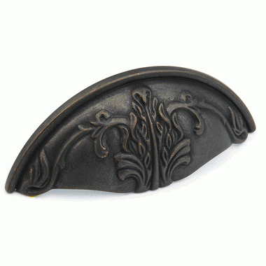 SCHAUB 4 3/4 Inch (3 Inch c-c) Corinthian Cup Pull (Ancient Bronze Finish)