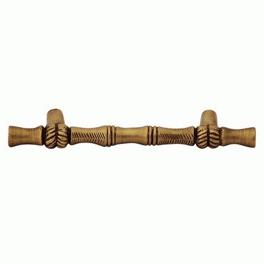 COPPER MOUNTAIN HARDWARE 4 3/4 Inch Overall (3 Inch c-c) Brass Japanese Bamboo Style Pull (Antique Brass Finish)