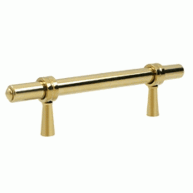 DELTANA 4 3/4 Inch Deltana Solid Brass Adjustable Pull (PVD Lifetime Polished Brass Finish)