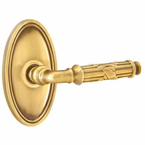 EMTEK Solid Brass Ribbon & Reed Lever With Oval Rosette