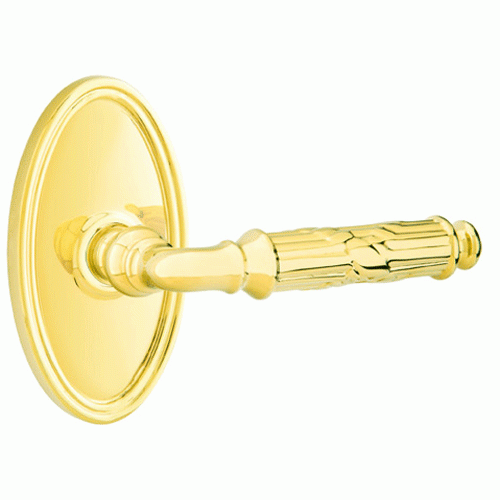 EMTEK Solid Brass Ribbon & Reed Lever With Oval Rosette