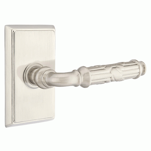 EMTEK Emtek Solid Brass Ribbon & Reed Lever With Rectangular Rosette