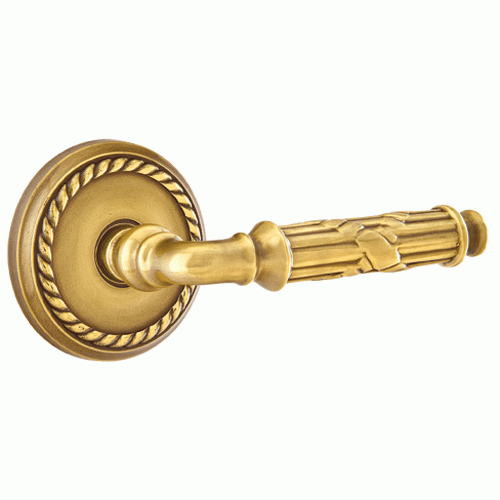 EMTEK Solid Brass Ribbon & Reed Lever With Rope Rosette