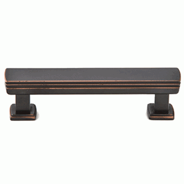 EMTEK Emtek 4 3/8 Inch (3 1/2 Inch c-c) Solid Brass Art Deco Pull (Oil Rubbed Bronze Finish)