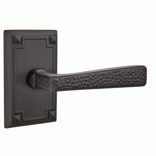 EMTEK Emtek Craftsman Style Hammered Lever With Rectangular Rosette