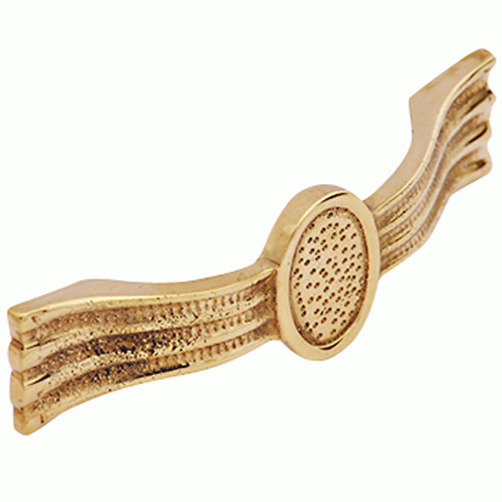 COPPER MOUNTAIN HARDWARE 4 3/8 Inch Overall (3 1/4 Inch c-c) Solid Brass Hammered Drawer Pull (Lacquered Brass Finish)