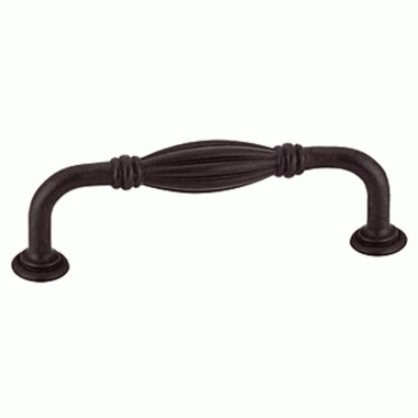 EMTEK 4 5/8 Inch (4 Inch c-c) Tuscany Bronze Fluted Fixed Pull (Matte Black Finish)