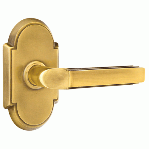 EMTEK Solid Brass Milano Lever With # 8 Rosette