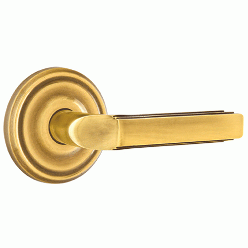 EMTEK Solid Brass Milano Lever With Regular Rosette