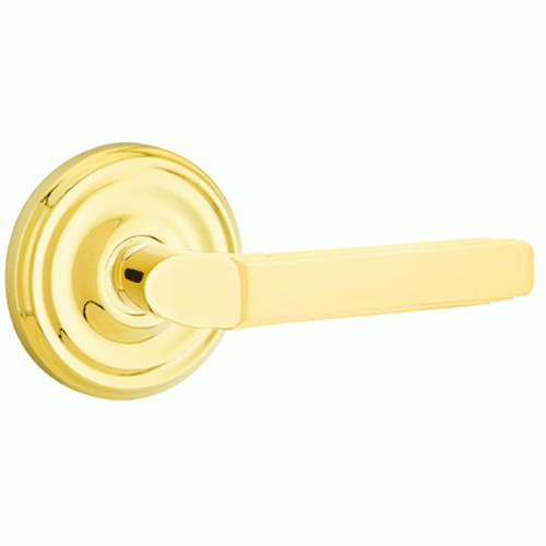 EMTEK Solid Brass Milano Lever With Regular Rosette