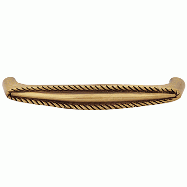 COPPER MOUNTAIN HARDWARE 4 Inch Overall (3 3/4 Inch c-c) Brass Georgian Roped Style Pull (Antique Brass Finish)