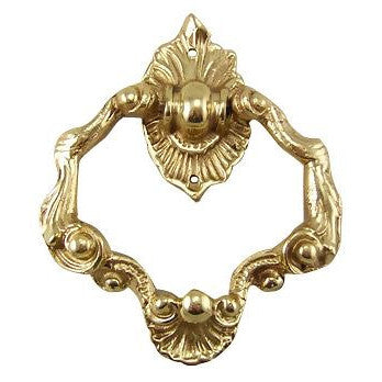 COPPER MOUNTAIN HARDWARE 4 Inch Ornate Shell Pattern Ring Pull (Polished Brass Finish)