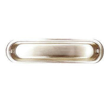 DELTANA 4 Inch Oval Stamped Brass Flush Pull (Brushed Nickel Finish)