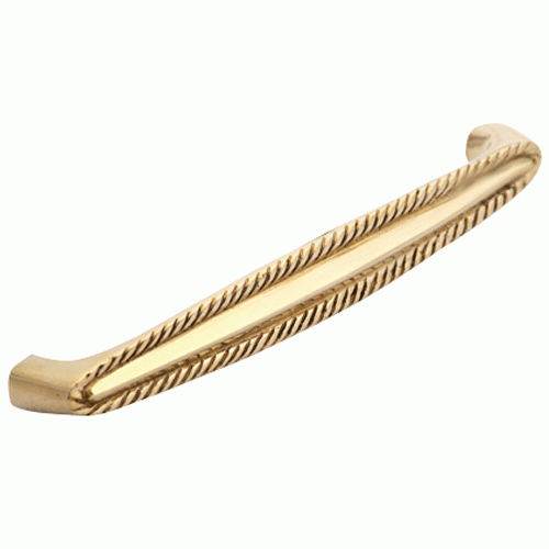 COPPER MOUNTAIN HARDWARE 4 Inch Overall (3 3/4 Inch c-c) Solid Brass Georgian Roped Style Pull (Lacquered Brass Finish)