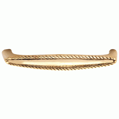 COPPER MOUNTAIN HARDWARE 4 Inch Overall (3 3/4 Inch c-c) Solid Brass Georgian Roped Style Pull (Polished Brass Finish)