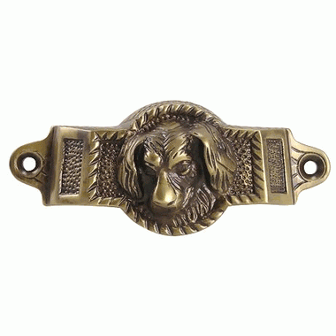 COPPER MOUNTAIN HARDWARE 4 Inch Overall (3 1/2 Inch c-c) Solid Brass Golden Retriever Rectangular Cup Pull (Antique Brass Finish)