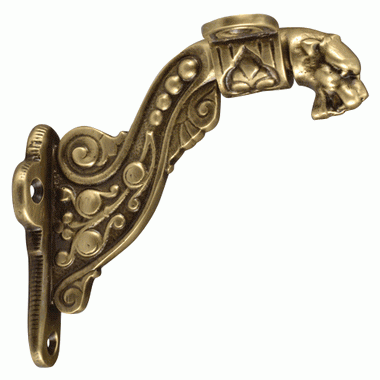 COPPER MOUNTAIN HARDWARE 4 Inch Solid Brass Lost Cast Wax Lion Head Stair Rail Bracket (Antique Brass)