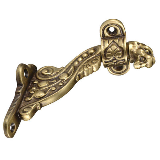 COPPER MOUNTAIN HARDWARE 4 Inch Solid Brass Lost Cast Wax Lion Head Stair Rail Bracket (Antique Brass)