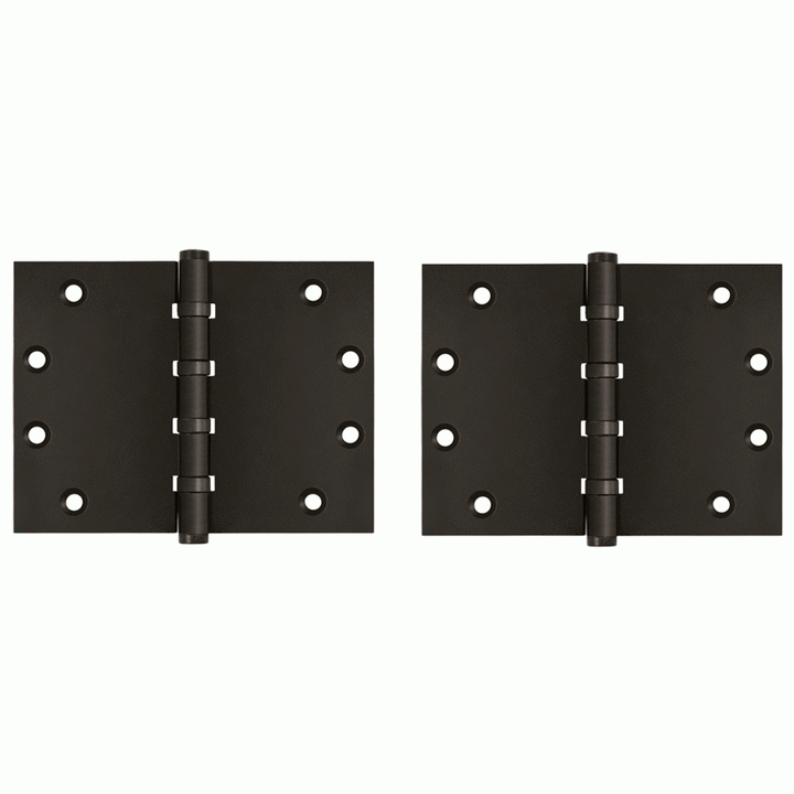 DELTANA 4 Inch X 4 1/2 Inch Solid Brass Wide Throw Hinge (Square Corner, Oil Rubbed Bronze Finish)