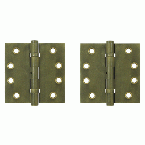 DELTANA 4 Inch X 4 Inch Solid Brass Hinge Interchangeable Finials (Square Corner, Bronze Medium Finish)