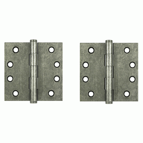 DELTANA 4 Inch X 4 Inch Solid Brass Hinge Interchangeable Finials (Square Corner, White Bronze Medium Finish)