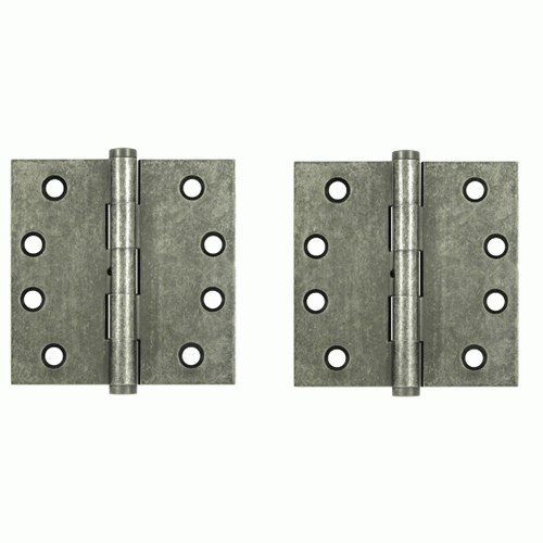 DELTANA 4 Inch X 4 Inch Solid Brass Hinge Interchangeable Finials (Square Corner, White Bronze Medium Finish)