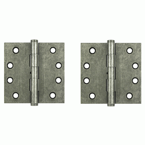 DELTANA 4 Inch X 4 Inch Solid Brass Hinge Interchangeable Finials (Square Corner, White Bronze Medium Finish)