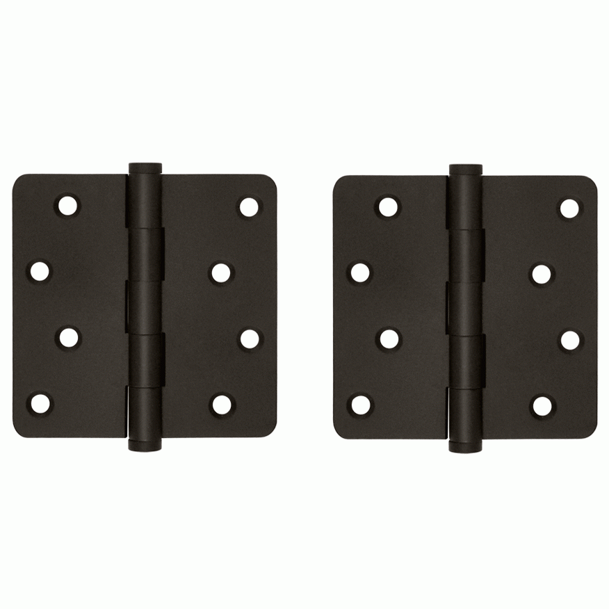 4 Inch X 4 Inch Solid Brass Zig-Zag Hinge (1/4 Radius Corner, Oil Rubbed Bronze Finish) DELTANA