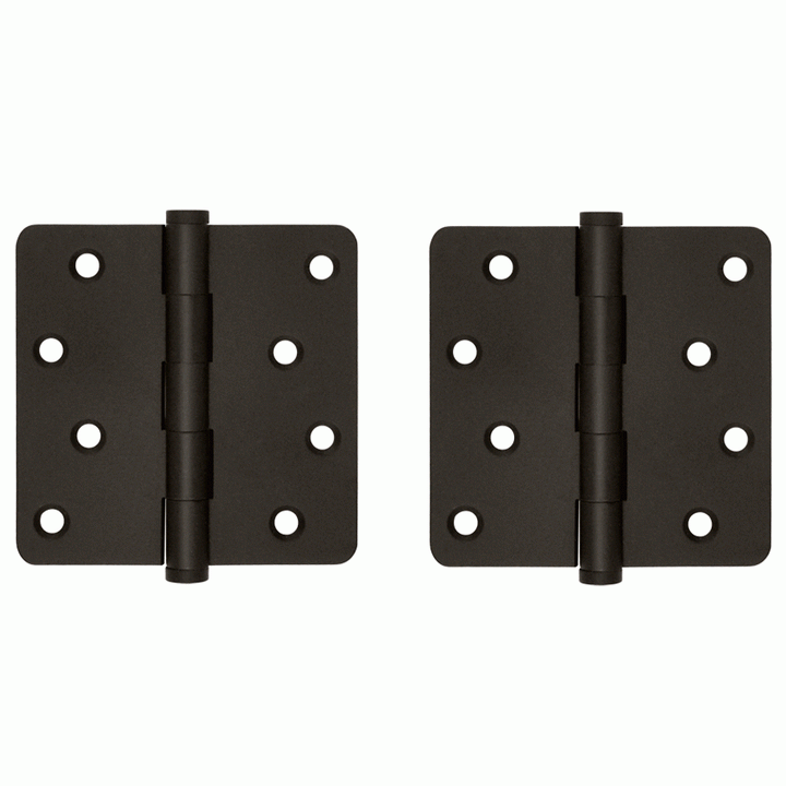 4 Inch X 4 Inch Solid Brass Zig-Zag Hinge (1/4 Radius Corner, Oil Rubbed Bronze Finish) DELTANA