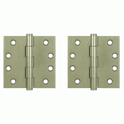 DELTANA 4 X 4 Inch Solid Brass Hinge Interchangeable Finials (Square Corner, White Bronze Light Finish)