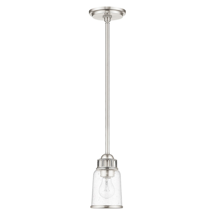 1 Light Brushed Nickel Single Pendant Livex