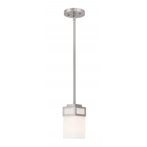 1 Light Brushed Nickel Single Pendant Livex