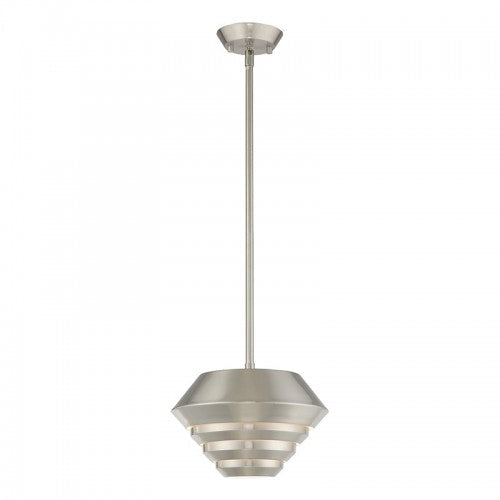 1 Light Brushed Nickel Single Pendant Livex