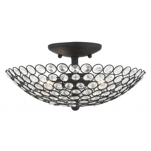 2 Light Black Semi Flush Livex