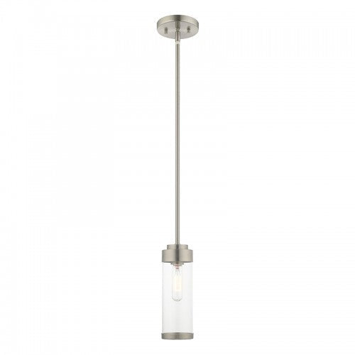 1 Light Brushed Nickel Single Pendant Livex