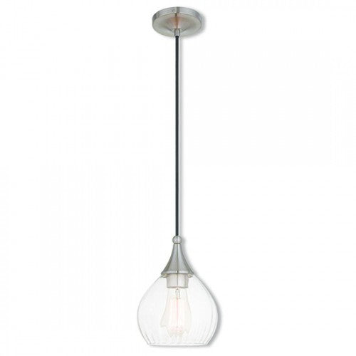 1 Light Brushed Nickel Single Pendant Livex