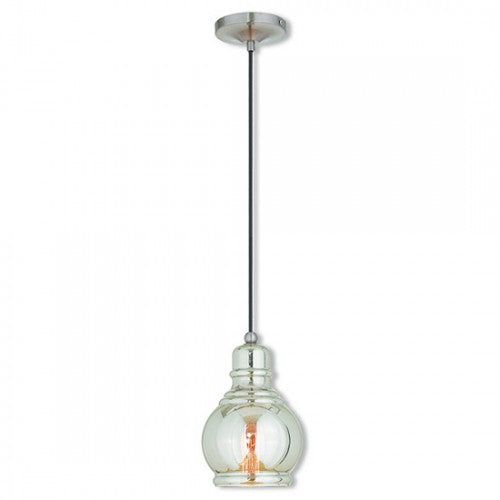 1 Light Brushed Nickel Single Pendant Livex