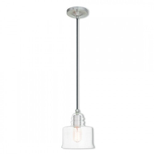 1 Light Brushed Nickel Single Pendant Livex