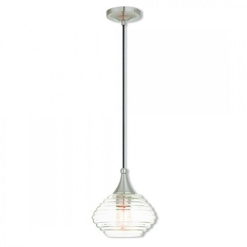 1 Light Brushed Nickel Single Pendant Livex