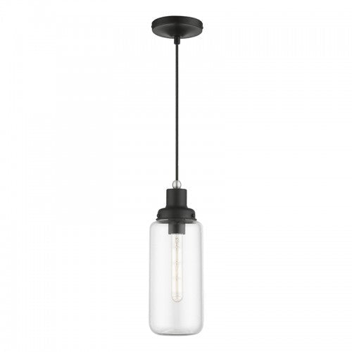 1 Light Black with Brushed Nickel Accent Mini Pendant Livex