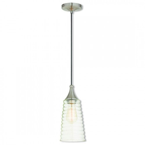 1 Light Brushed Nickel Single Pendant Livex