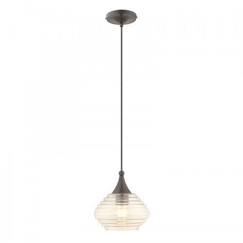 1 Light English Bronze Single Pendant Livex