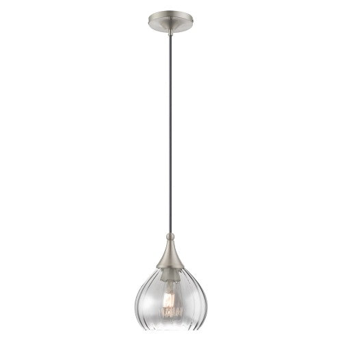 1 Light Brushed Nickel Single Pendant Livex