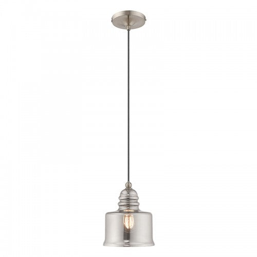 1 Light Brushed Nickel Single Pendant Livex