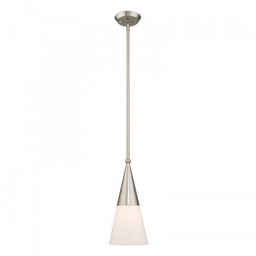 1 Light Brushed Nickel Single Pendant Livex