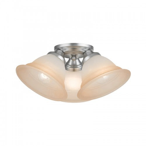 3 Light Painted Satin Nickel Flush Mount Livex