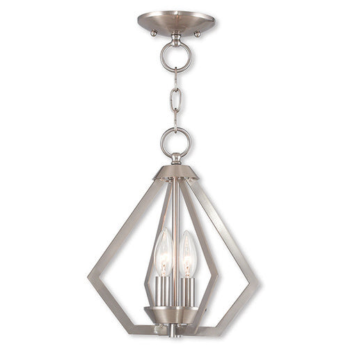 2 Light Brushed Nickel Chandelier/Ceiling Mount Livex