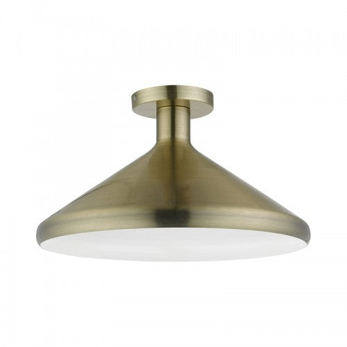 1 Light Antique Brass Semi-Flush Mount Livex